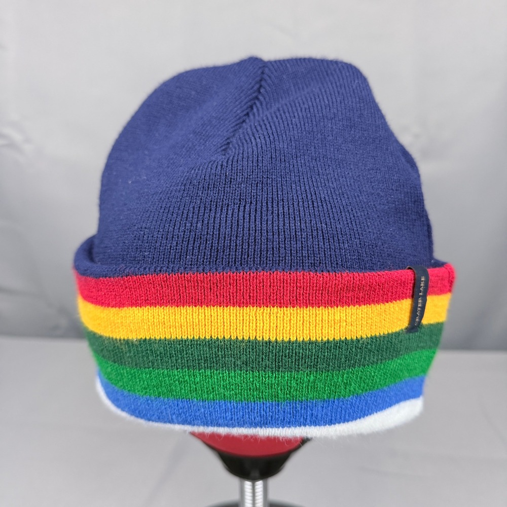 Pendleton Crater Lake National Park Beanie Navy Blue Striped Knit Hat GS803